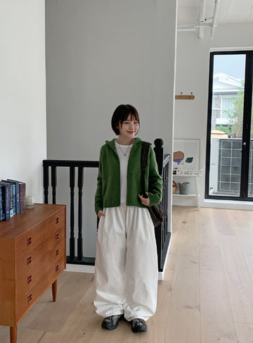 Wileuko Knit Crop Hood Zip-Up